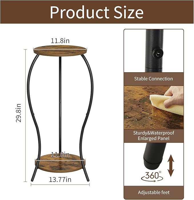 Plant Stand Indoor, 2 Tier Round Tall Plant Stand, Flower Pot Stand, Plant - Image 3