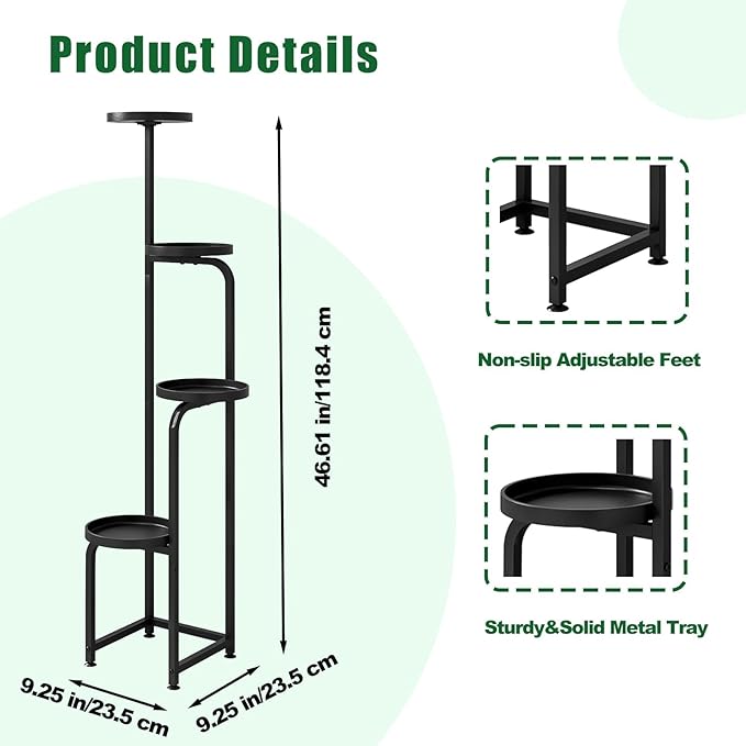 Plant Stand Indoor Outdoor 4 Tier Metal Plant Shelf - Image 4
