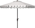 SAFAVIEH 9ft Outdoor Patio Umbrella, Ivory & Navy Trim, Auto Crank Tilt by SAFAVIEH