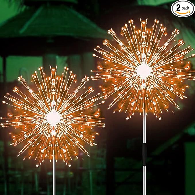JJGoo Solar Firework Lights, 2 Pack 120 LEDs 2 Lighting Modes Solar Garden by JJGoo