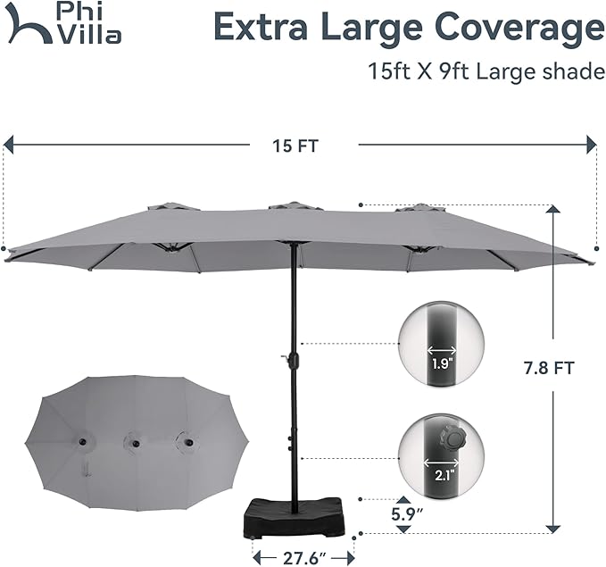 PHI VILLA 15ft Large Patio Umbrellas - Image 6