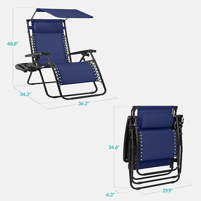 Best Choice Products 30” Wide Folding Zero Gravity Outdoor Recliner Patio - Image 2