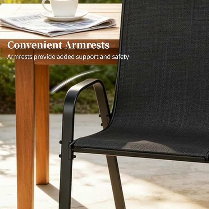 MAMIZO Patio Dining Chairs, Stackable All Weather Teslin Chair, Heavy Duty - Image 8