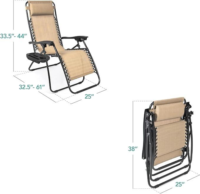 Best Choice Products Set of 2 Adjustable Steel Mesh Zero Gravity Lounge Chair - Image 3