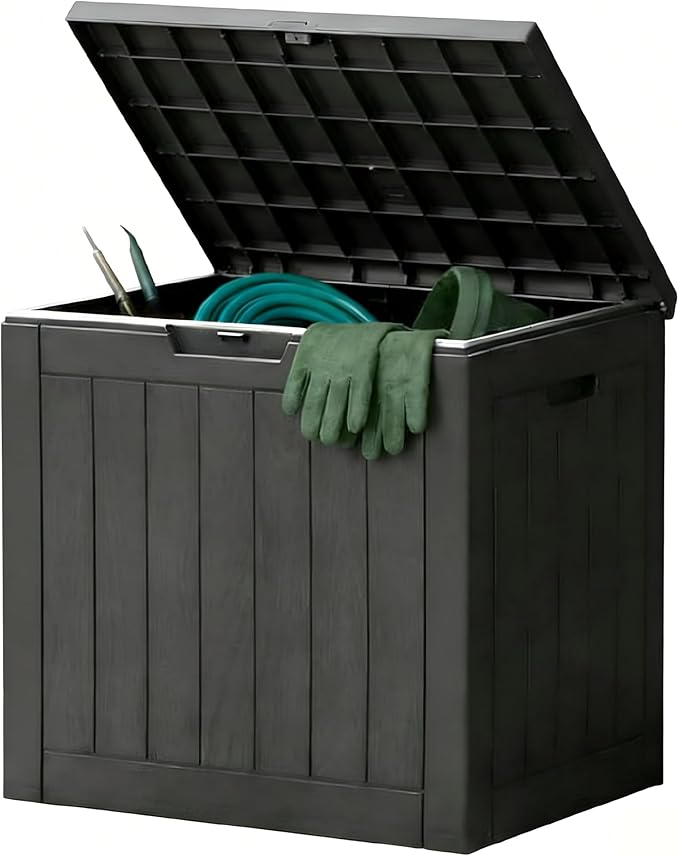 Sweetcrispy Deck Box with 31 Gallon Capacity, Weatherproof Resin Lockable by Sweetcrispy