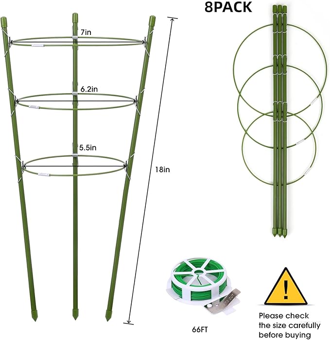 8 Pack Plant Support Tomato Cages - Image 2