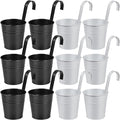 OBTANIM 12 Pack Metal Hanging Flower Pots Railing Planter Outdoor Fence Hanging by OBTANIM