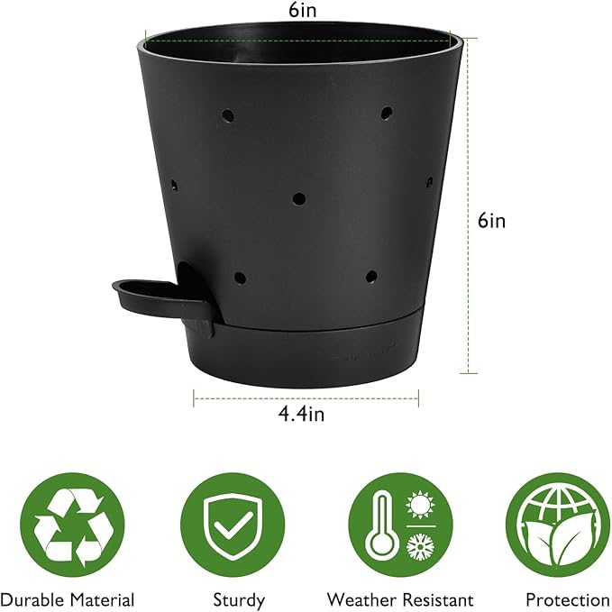 Orchid Pots with Holes, 6 Inch Self Watering Orchid Pot 2 Pack Plastic Plant - Image 5