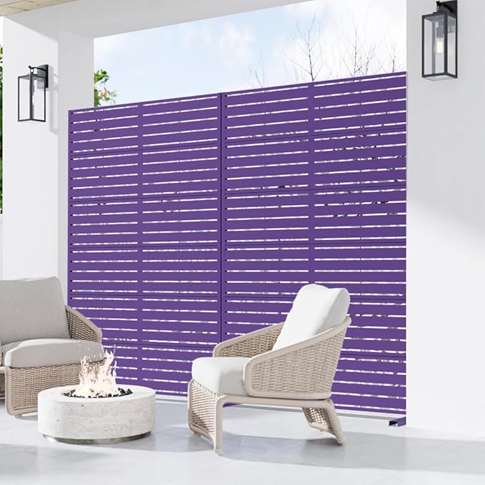 Casaphoria Metal Privacy Screen Outdoor, Dark Purple-Louvered - Image 3