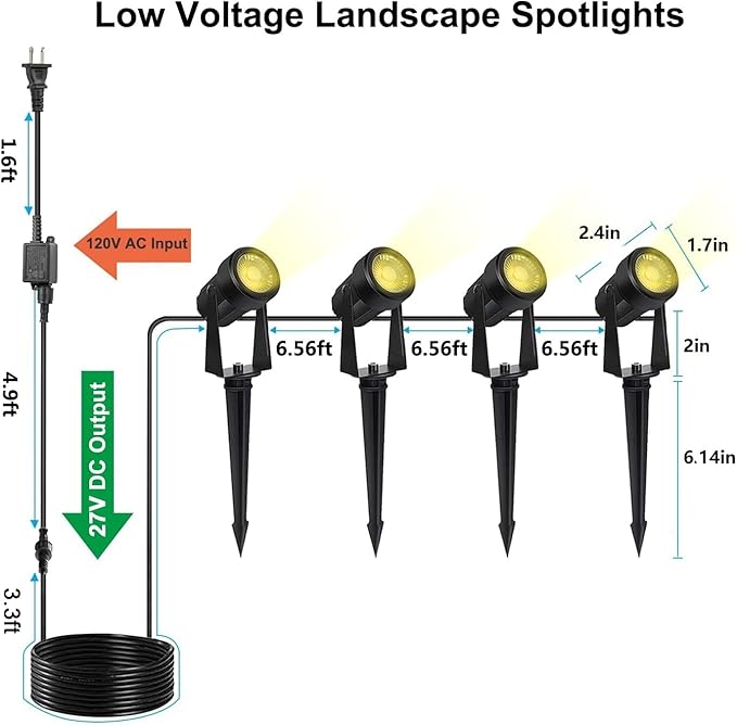SUNTHIN Outdoor Landscape Lighting, 4 Pack Outdoor Spot Lights - Image 5