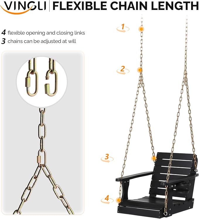 VINGLI Heavy Duty 880 LBS HDPE Porch Swing Outdoor - Image 4