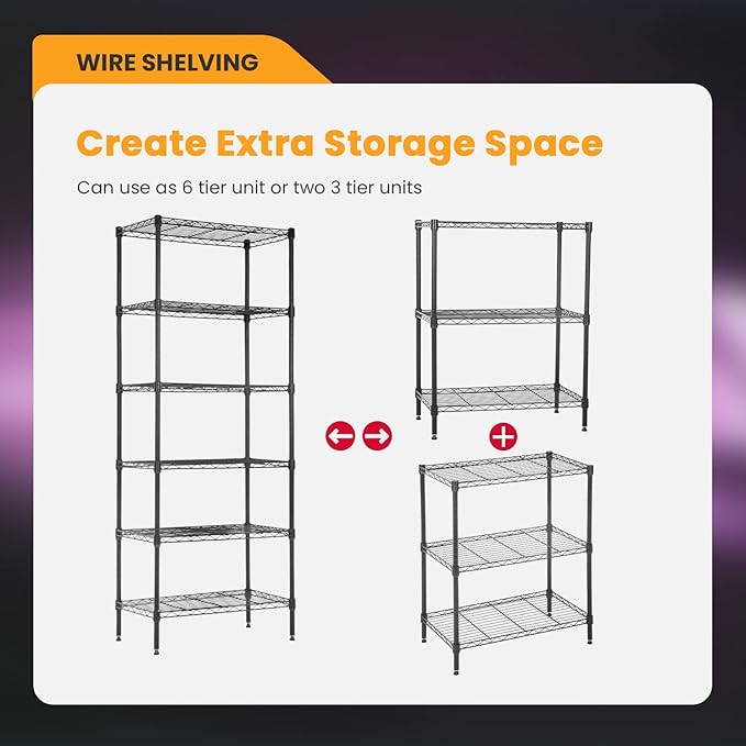 BestOffice Adjustable Wire Shelving Storage Shelves Heavy Duty Shelving Unit - Image 6