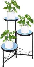 Plant Stand Indoor 3 Tie Mosaic Metal Corner Shelf Outdoor Plant Pot Holder by Chonsun