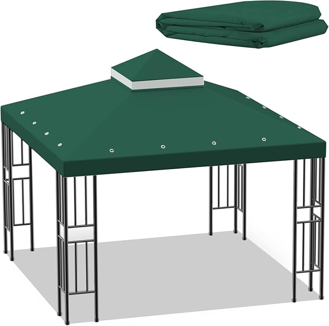 Sumfaller 10x10 FT Gazebo Replacement Canopy Top Double Tiered Canopy Top by Unknown
