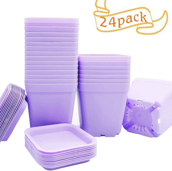 Anyumocz 24 Pack Plastic Square Nursery Pots 3 Inch Plastic Plant Pots - Image 4