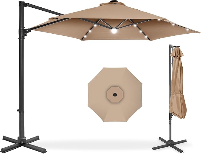 Best Choice Products 10ft Solar LED Offset Cantilever Hanging Market Patio by BestChoiceProducts