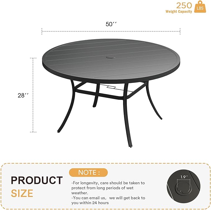 VICLLAX 50" Outdoor Round Patio Table - Image 3