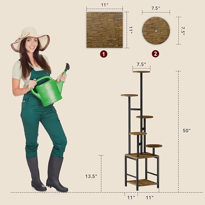 Plant Stand Indoor with Grow Light, 6-Tiered Tall Plant Stand Indoor, Metal - Image 2