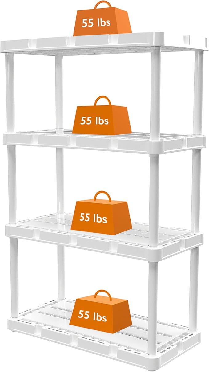 Gracious Living 2 Pack Light Duty Storage Shelves, Knect-A-Shelf 4-Shelf - Image 8