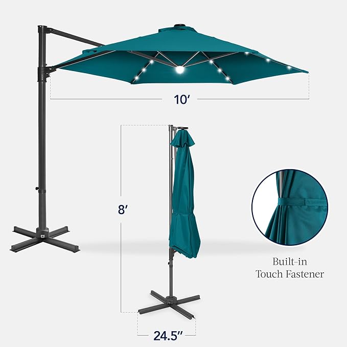 Best Choice Products 10ft Solar LED Offset Cantilever Hanging Market Patio - Image 2