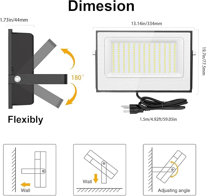 Onforu 200W Flood Lights Outdoor, 19000lm Bright LED Work Light - Image 6