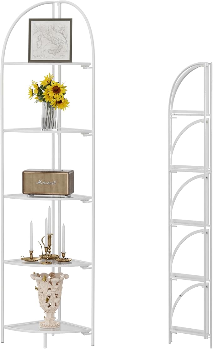 Crofy Foldable 5 Tier Corner Shelf, Metal Corner Plant Stand by CrofyLLC