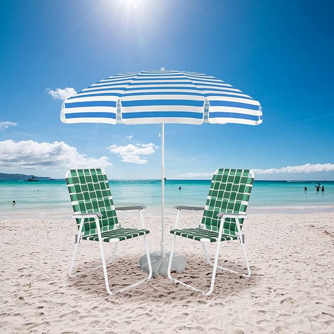VINGLI Patio Lawn Webbed Folding Chairs Set of 4, Outdoor Beach Chair Portable - Image 2