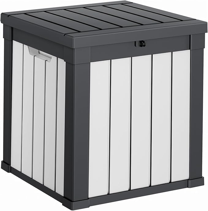 DRATO 51 Gallon Deck Boxes Resin Outdoor Storage Box UV Resistant Outside Deck by DRATOprovidesawarmandcozy