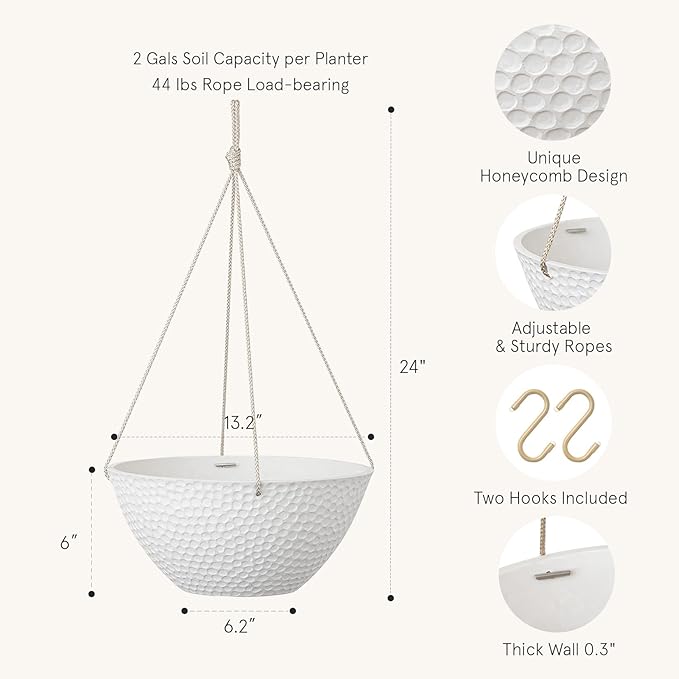 LA JOLIE MUSE Hanging Planters for Outdoor Plants, Large Hanging Planter - Image 2