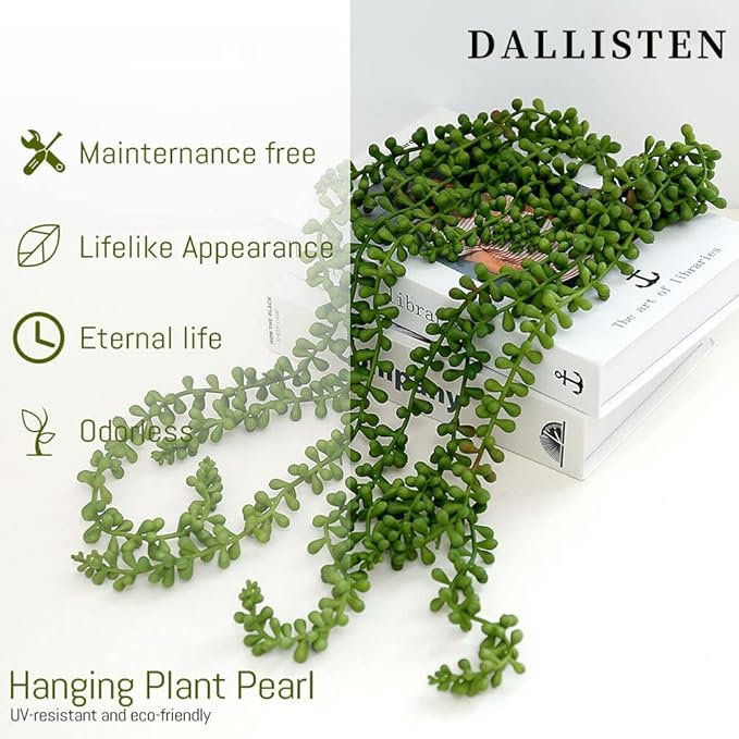 6 Pcs Artificial Succulents Hanging Plants, Fake String of Pearls Greenery - Image 3