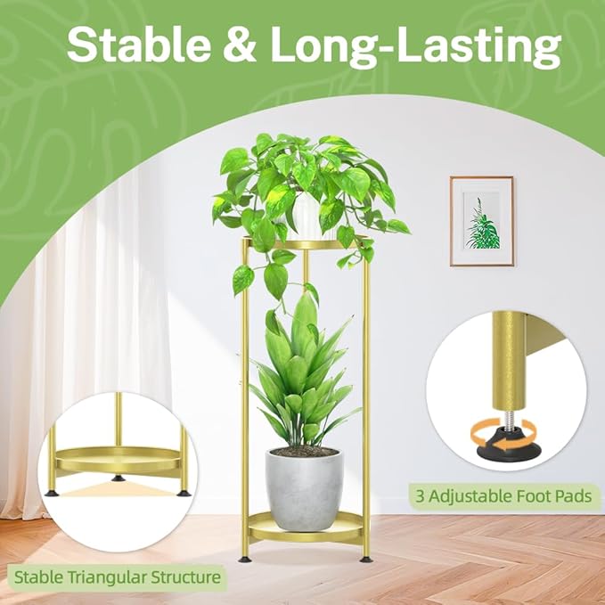 iDavosic.ly 2 Tier Corner Plant Stand Indoor, Tall Vertical Metal Flower Heavy - Image 7