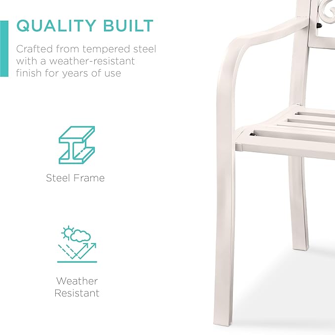Best Choice Products Outdoor Bench Steel Garden Patio Porch Furniture - Image 4
