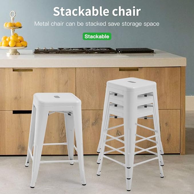 FDW Metal Bar Stools Set of 4 Counter Height Bar Stools 24 Inches Industrial - Image 8