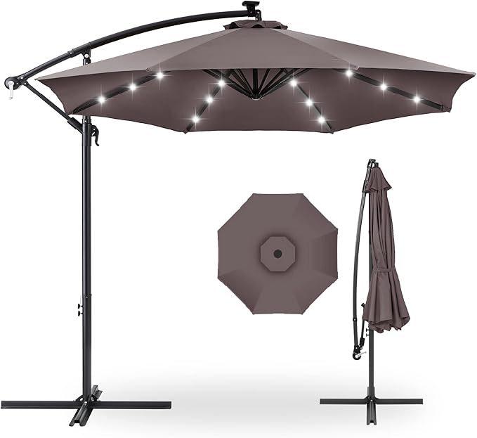 Best Choice Products 10ft Solar LED Offset Cantilever Hanging Market Patio by BestChoiceProducts