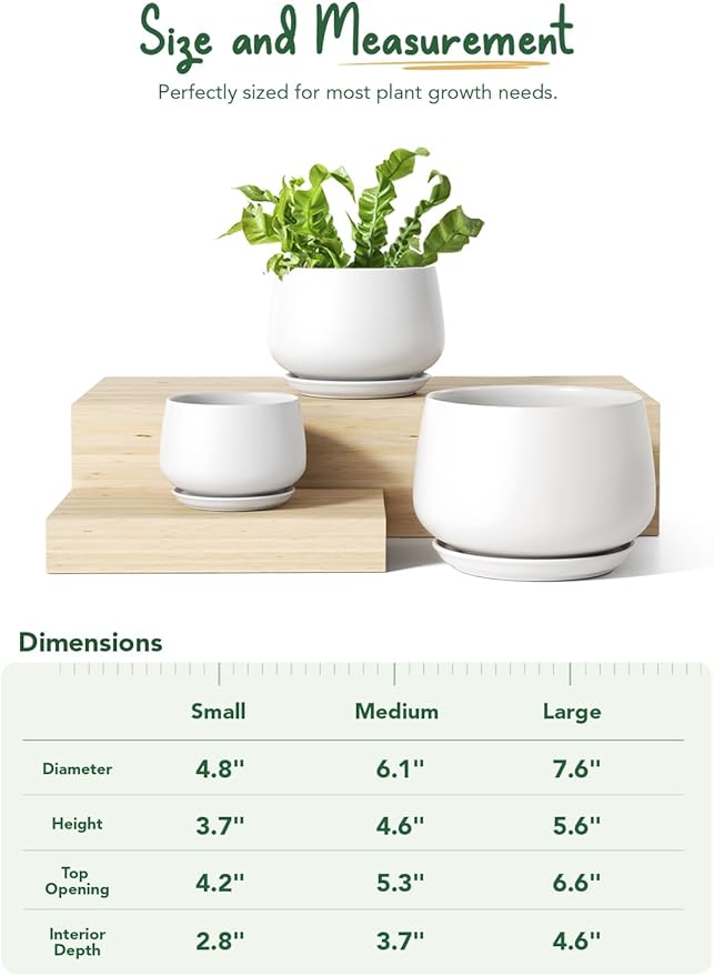 LE TAUCI Ceramic Plant Pots, 4.1+5.1+6.5 inch, Planters - Image 6