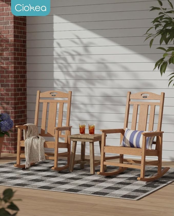 Ciokea Oversized Outdoor Rocking Chair, 380lbs Heavy-Duty Large Patio Rocker - Image 2