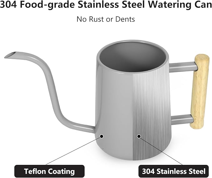 Watering Can Indoor Plants, 35 oz/1000 ml Metal Stainless Steel Watering Can Pot - Image 4