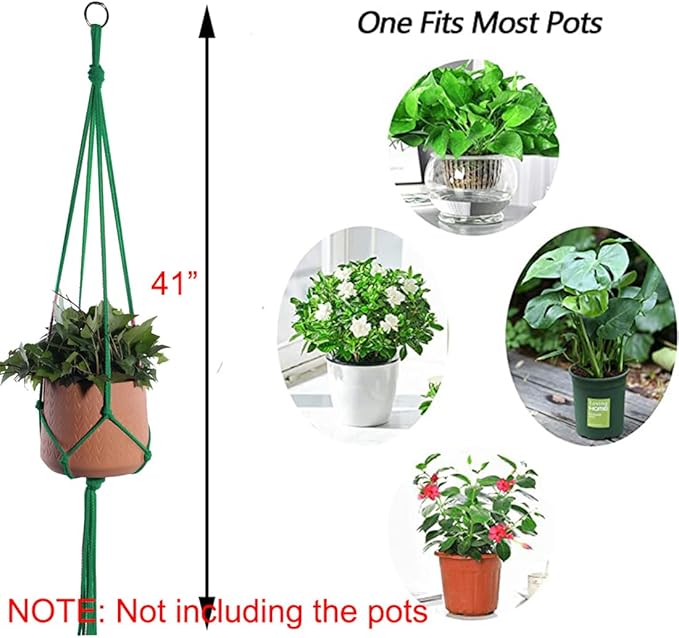 ELANE 6PCS Macrame Plant Hanger Indoor Hanging Planter Basket Decorative - Image 2
