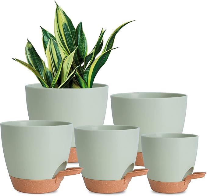 Plant Pots Indoor 7/6.5/6/5.5/5 Inch Self Watering Planters by Vanslogreen