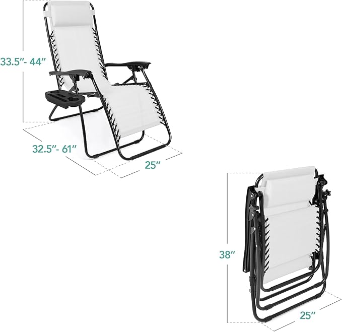 Best Choice Products Set of 2 Adjustable Steel Mesh Zero Gravity Lounge Chair - Image 2