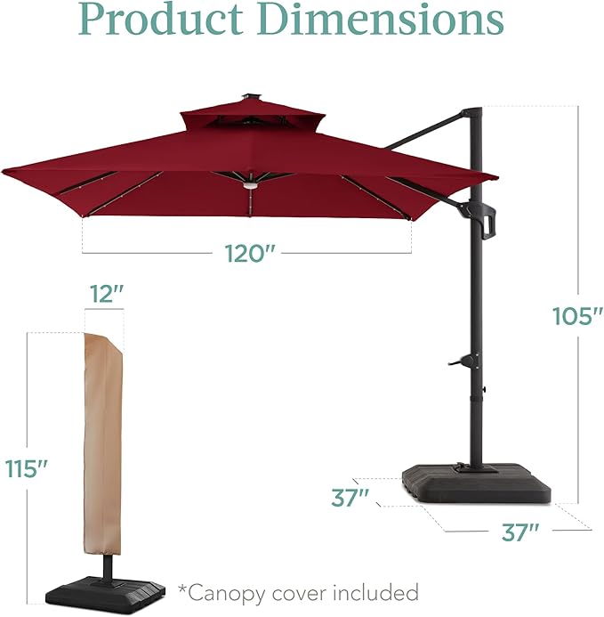 Best Choice Products 10x10ft Cantilever Patio Umbrella w/Base Included - Image 7