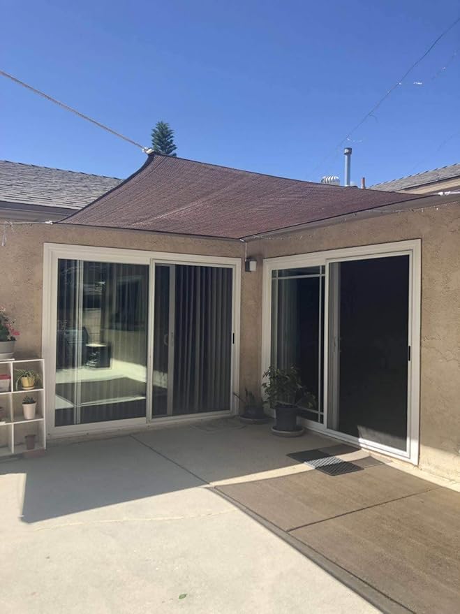 Eden's Decor Straight Flat-Edged Sun Shade Sail Rectangular 8' x 14' Brown - Image 8