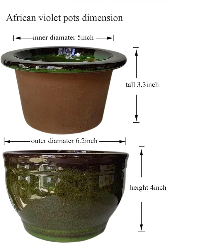 African Violet Pots Self Watering Round Ceramic Violet Pot - Image 2
