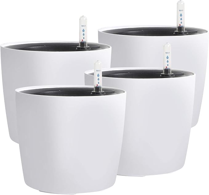 KINJOEK 4 Packs 7 Inch Self Watering Planter by KINJOEK