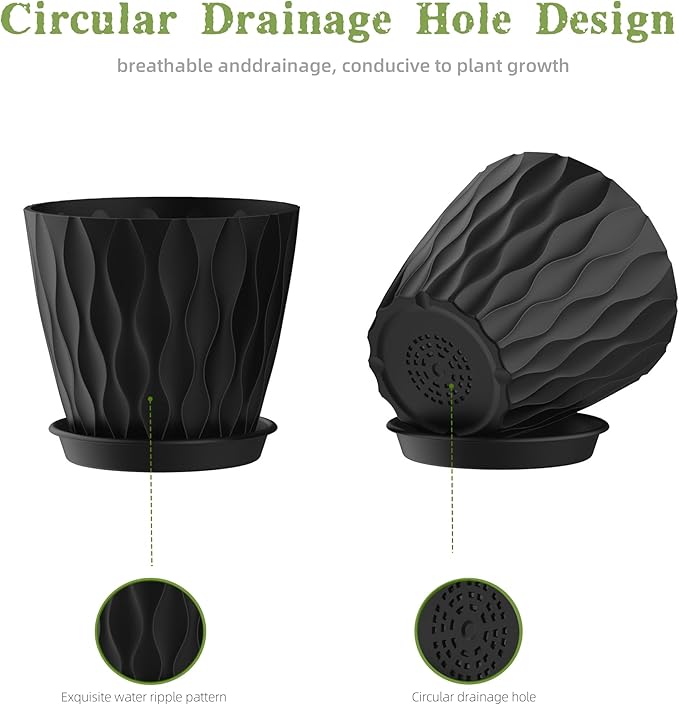 4 Inch Plant Pots, 6 Pack Indoor Flower Pots, Planters - Image 3