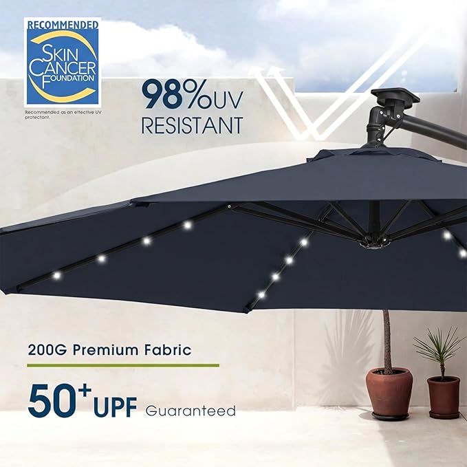 wikiwiki 10ft Solar LED Patio Umbrella - Image 4