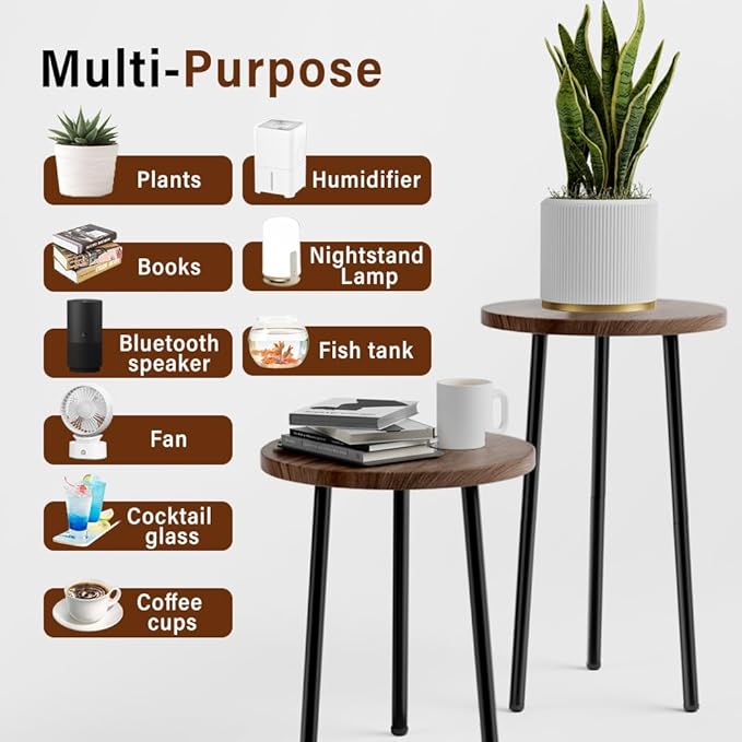 Plant Stand Indoor Tall: Corner Wood Plant Stand 2 Pack Mid Century Modern Decor - Image 5