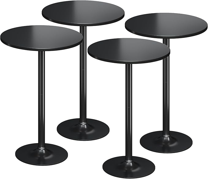 Flamaker Round Bistro Pub Table Modern Style Metal Base MDF Top Cocktail Bar by Flamaker