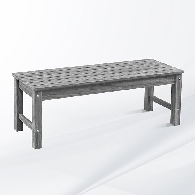 Psilvam 2-Person Outdoor Poly Lumber Patio Backless Bench, Fade-Resistant & by PsilvamGardenFurniture