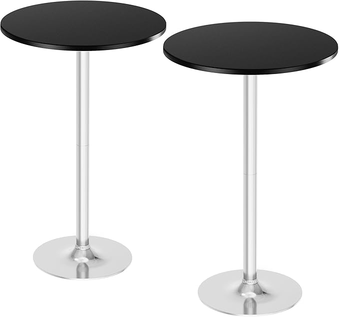 Flamaker Round Bistro Pub Table Modern Style Metal Base MDF Top Cocktail Bar by Flamaker